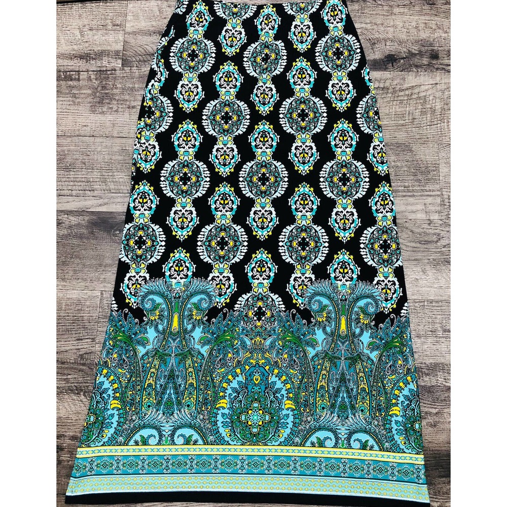 Cato Skirt Womens XS Maxi Pull On Skirt Floral Print Boho Black Tiered E9 - Picture 1 of 5